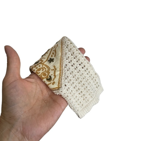 Waffle Knit White Long Sleeve Top With Boho Pattern On Sleeve - Picture 12 of 15